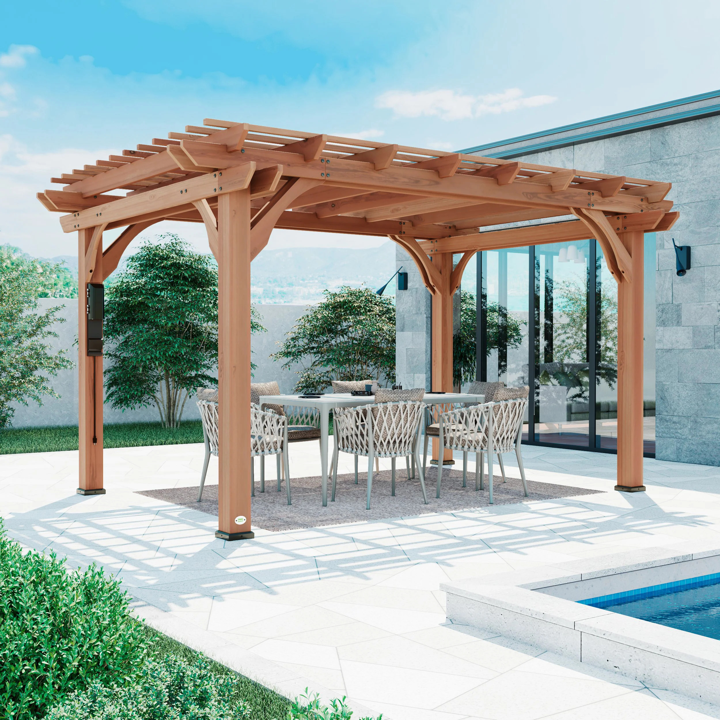 Traditional pergola over patio